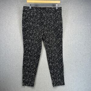 Attention Pants Womens Size 10 Black Geometric Print Slim Fit Stretch Ankle